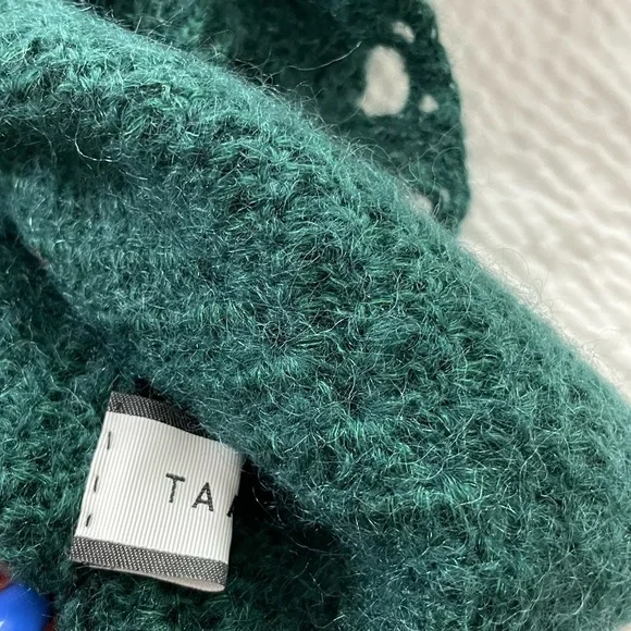 Taakk Forest Green Crochet Mohair Blend Sweater